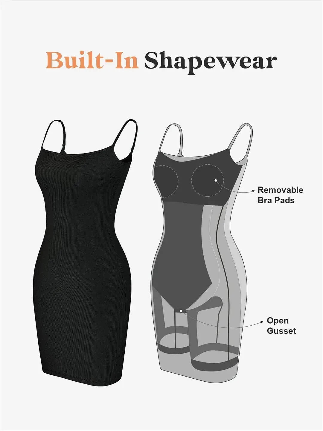 Built-In Shapewear Modal Lounge Dresses 8-in-1