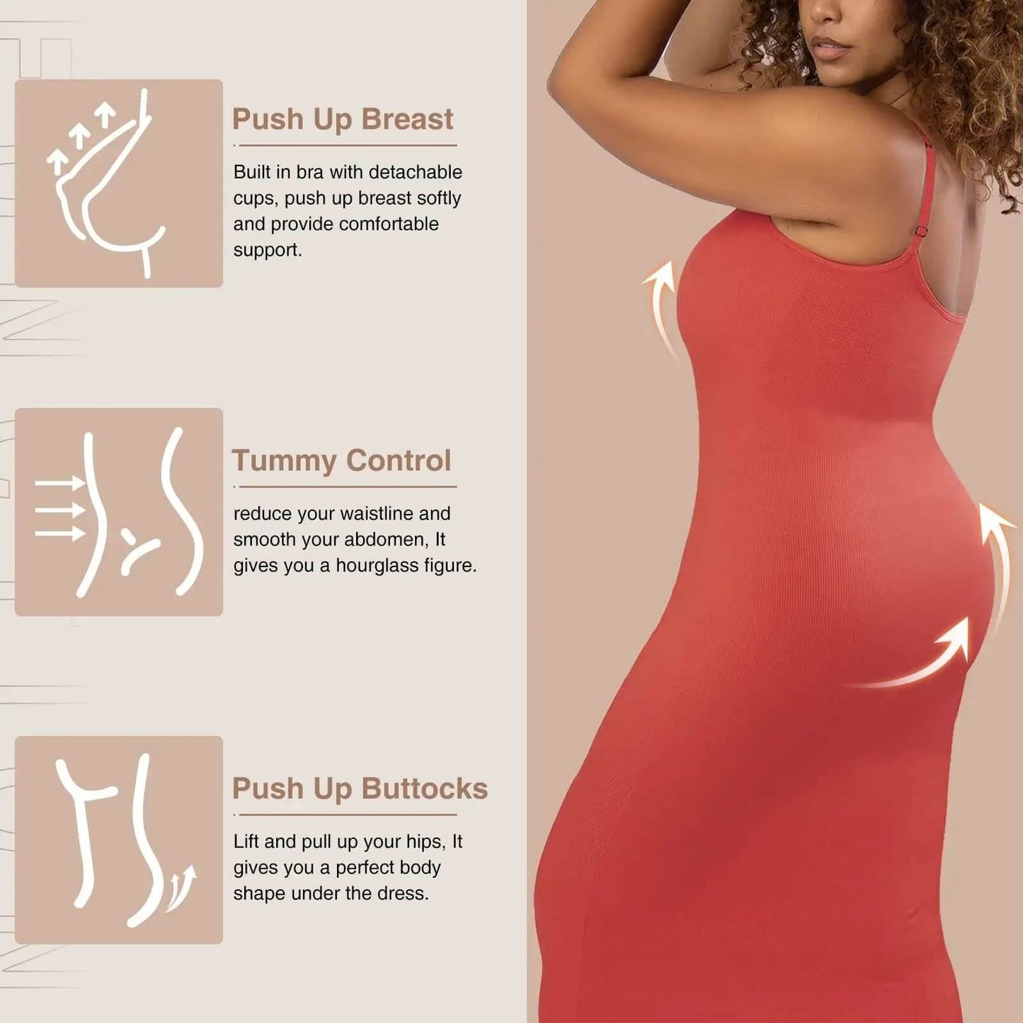 Built-In Shapewear Modal Lounge Dresses 8-in-1