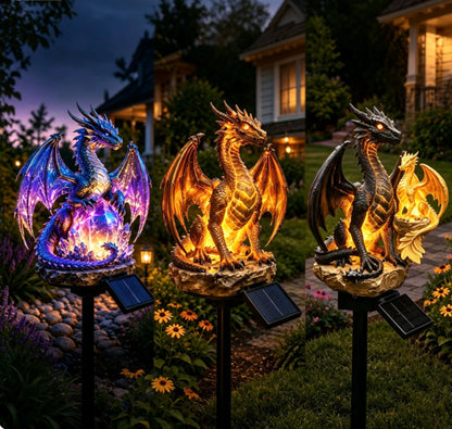 Solar Amethyst Dragon Light – Glowing Crystal Guardian Outdoor Decor