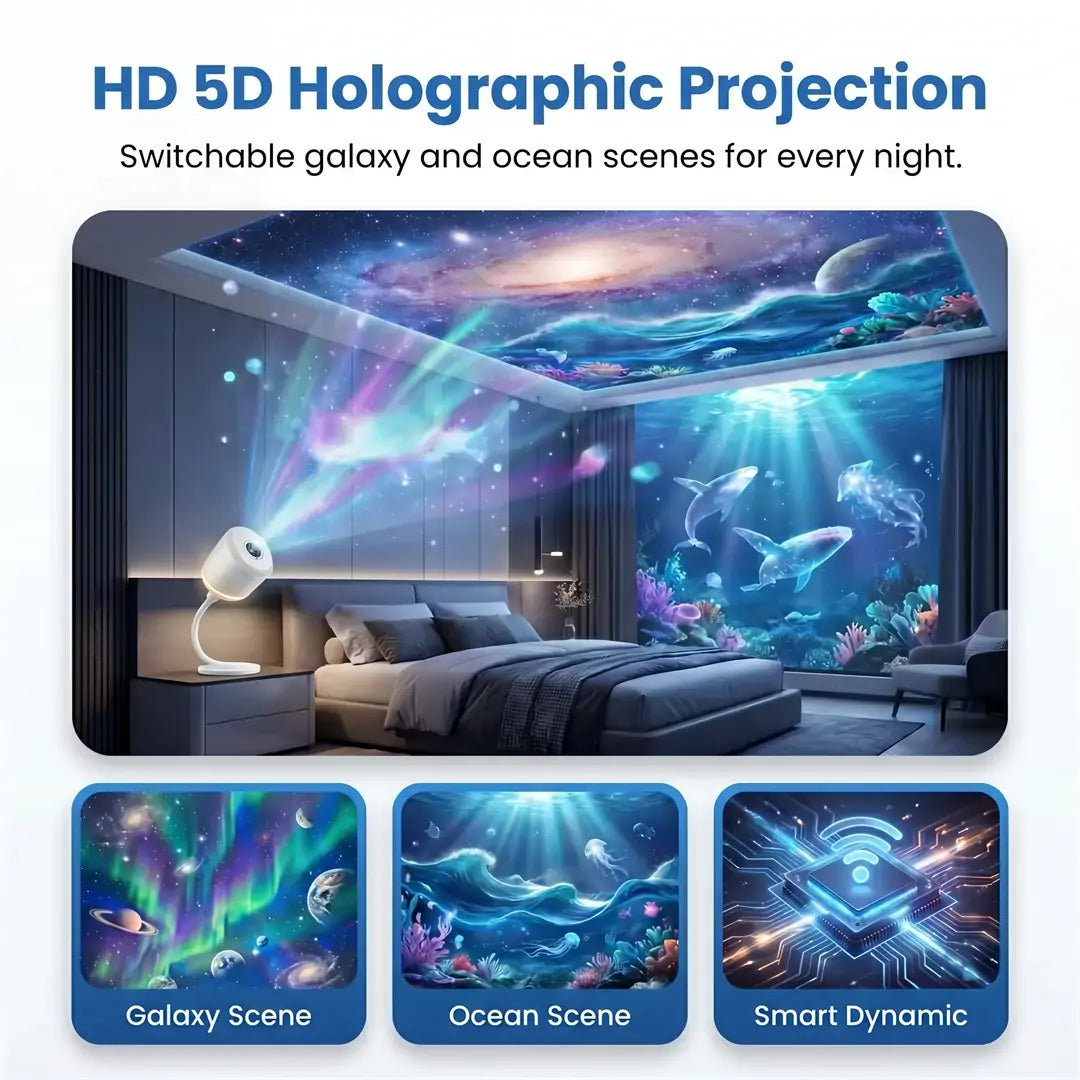 HD Smart Dynamic 5D Holographic Night Light Projector