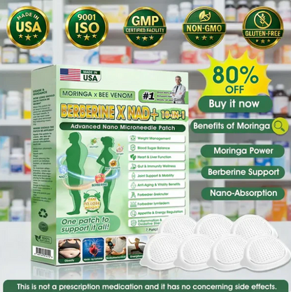 🧑‍⚕️Moringa · Berberine × NAD+ 𝟏𝟎-𝐢𝐧-𝟏 𝐀𝐝𝐯𝐚𝐧𝐜𝐞𝐝 𝐍𝐚𝐧𝐨 𝐌𝐢𝐜𝐫𝐨𝐧𝐞𝐞𝐝𝐥𝐞 𝐏𝐚𝐭𝐜𝐡 — 𝐎𝐧𝐜𝐞 𝐃𝐚𝐢𝐥𝐲, 𝐕𝐢𝐬𝐢𝐛𝐥𝐞 𝐑𝐞𝐬𝐮𝐥𝐭𝐬 𝐢𝐧 𝟕 𝐃𝐚𝐲𝐬