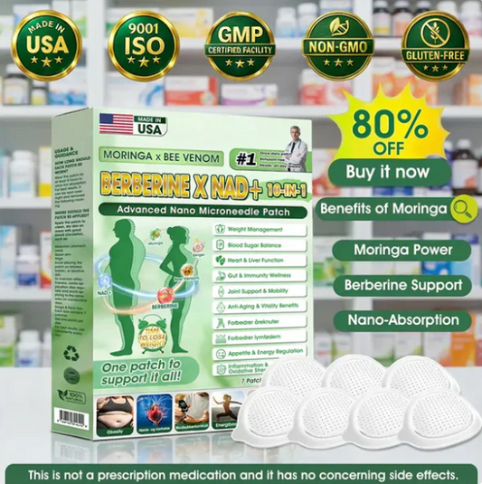 🧑‍⚕️Moringa · Berberine × NAD+ 𝟏𝟎-𝐢𝐧-𝟏 𝐀𝐝𝐯𝐚𝐧𝐜𝐞𝐝 𝐍𝐚𝐧𝐨 𝐌𝐢𝐜𝐫𝐨𝐧𝐞𝐞𝐝𝐥𝐞 𝐏𝐚𝐭𝐜𝐡 — 𝐎𝐧𝐜𝐞 𝐃𝐚𝐢𝐥𝐲, 𝐕𝐢𝐬𝐢𝐛𝐥𝐞 𝐑𝐞𝐬𝐮𝐥𝐭𝐬 𝐢𝐧 𝟕 𝐃𝐚𝐲𝐬