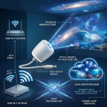 HD Smart Dynamic 5D Holographic Night Light Projector