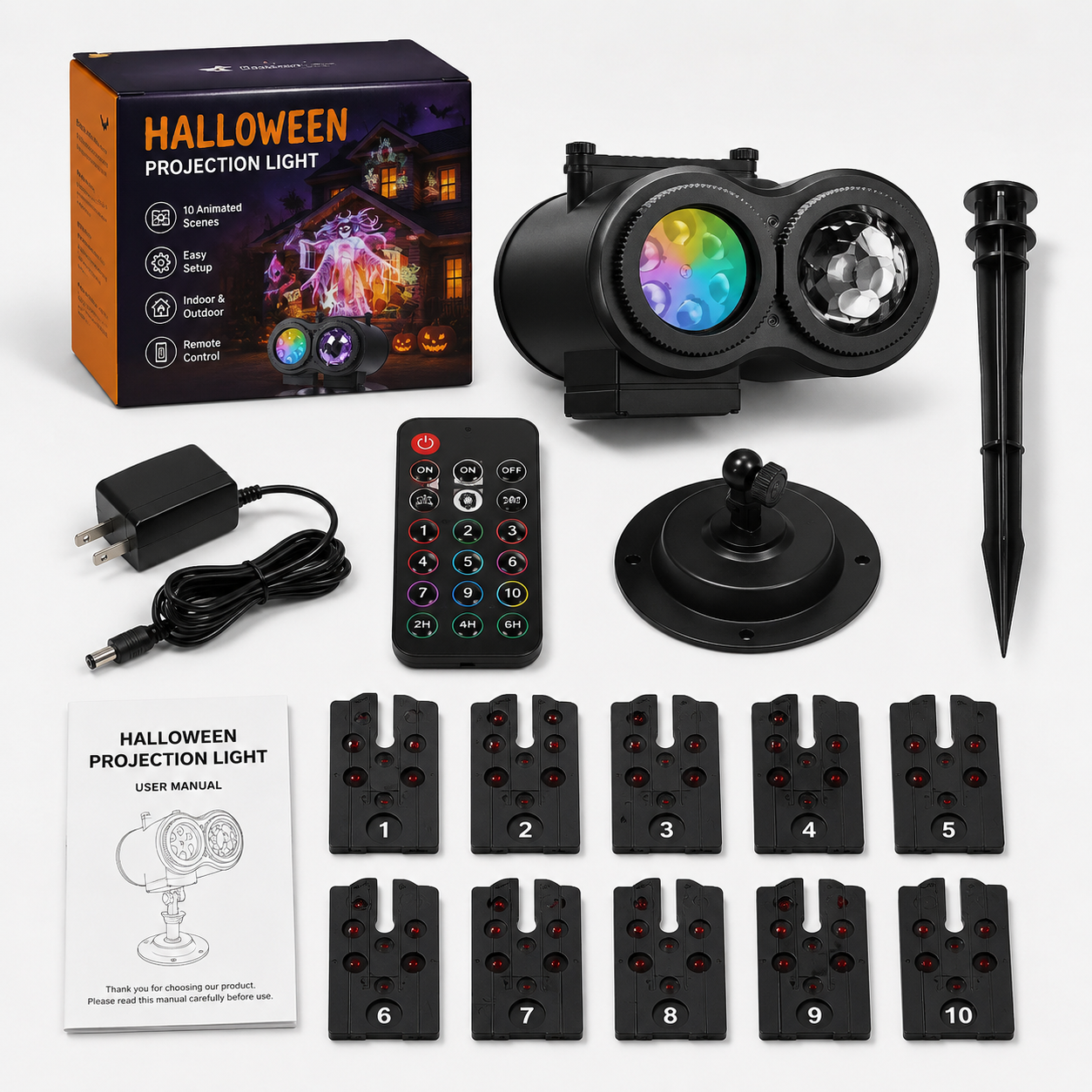 🎃Dual Halloween HD Projector: 10 Spooky Effects, 32ft Display
