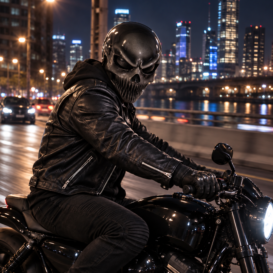 Motorcycle Helmet With a Skull Design