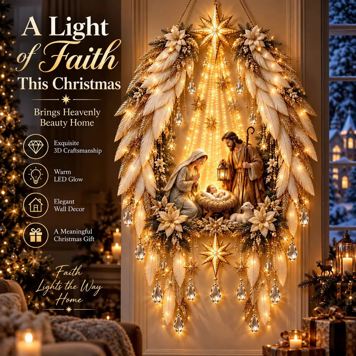 Angel Wings Nativity Wall Light 🪽