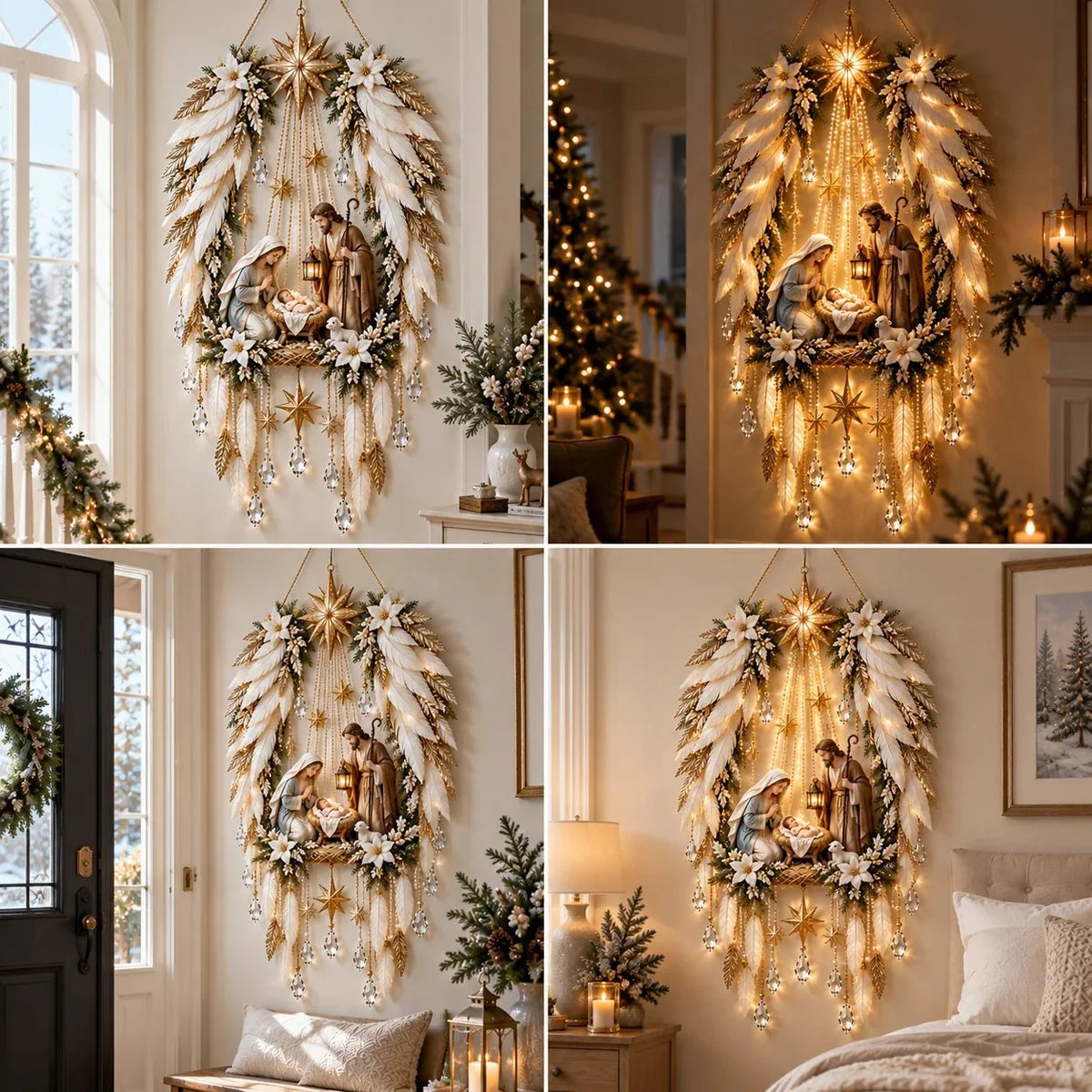 Angel Wings Nativity Wall Light