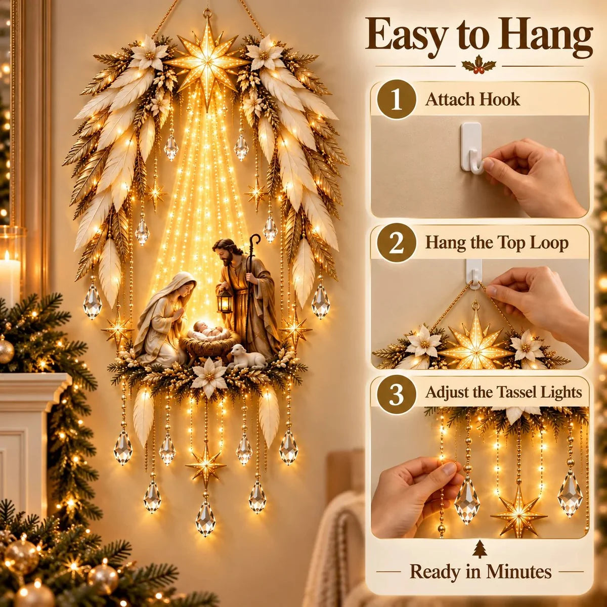 Angel Wings Nativity Wall Light 🪽