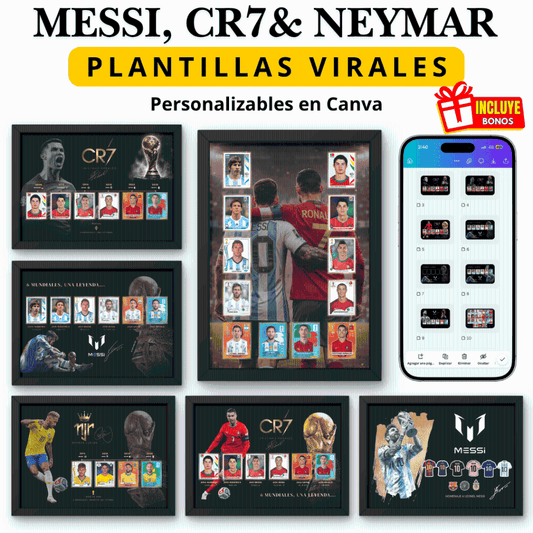 Pack de Cuadros Virales Messi & CR7 – Editable