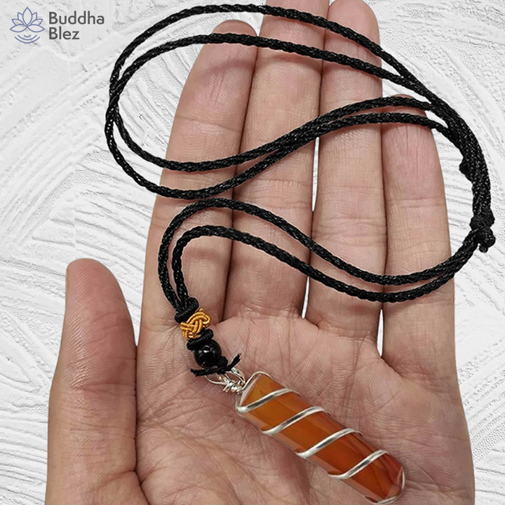 Energizing and Protective Carnelian Necklace - Handcrafted